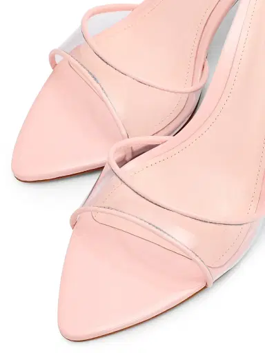 Schutz Women's Elodie Vinyl 75MM Leather Stiletto Sandals - Transparent Cotton Candy | Thumbnail 6 Schutz Women's Elodie Vinyl 75MM Leather Stiletto Sandals - Transparent Cotton Candy | Thumbnail 6