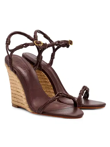 Schutz Women's Nara 110MM Leather Espadrille Wedge Sandal - Root Brown Tonal | Thumbnail 2 Schutz Women's Nara 110MM Leather Espadrille Wedge Sandal - Root Brown Tonal | Thumbnail 2