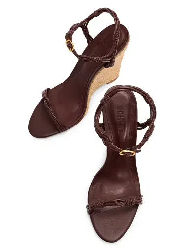 Schutz Women's Nara 110MM Leather Espadrille Wedge Sandal - Root Brown Tonal | Thumbnail 4 Schutz Women's Nara 110MM Leather Espadrille Wedge Sandal - Root Brown Tonal | Thumbnail 4