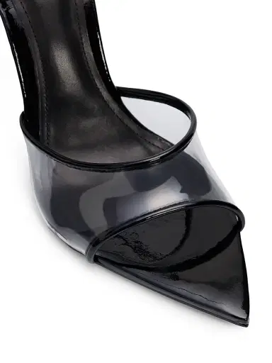 Schutz Women's Elodie Vinyl 1MM Patent Leather Wedge-Heel Sandals - Transparent Black | Thumbnail 5 Schutz Women's Elodie Vinyl 1MM Patent Leather Wedge-Heel Sandals - Transparent Black | Thumbnail 5
