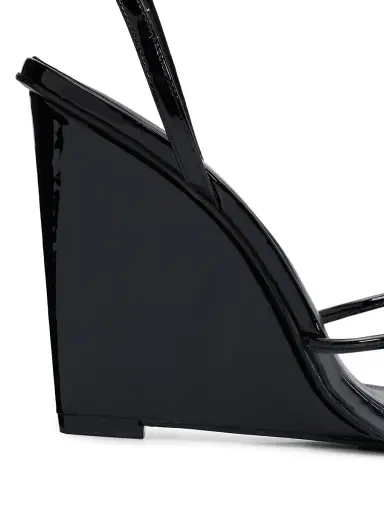 Schutz Women's Elodie Vinyl 1MM Patent Leather Wedge-Heel Sandals - Transparent Black | Thumbnail 6 Schutz Women's Elodie Vinyl 1MM Patent Leather Wedge-Heel Sandals - Transparent Black | Thumbnail 6