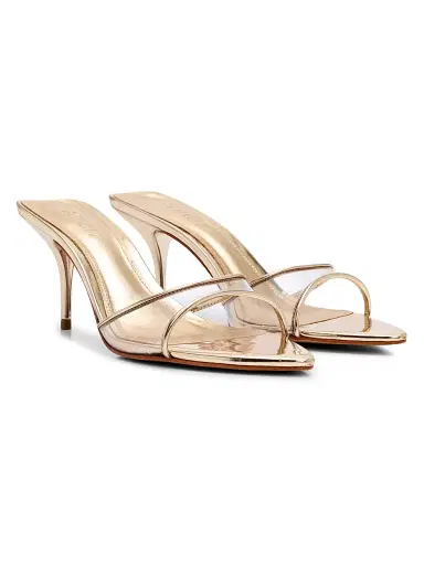 Schutz Women's Elodie Vinyl 75MM Leather Slip-On Sandals - Transparent Platina | Thumbnail 2 Schutz Women's Elodie Vinyl 75MM Leather Slip-On Sandals - Transparent Platina | Thumbnail 2