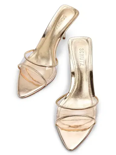 Schutz Women's Elodie Vinyl 75MM Leather Slip-On Sandals - Transparent Platina | Thumbnail 4 Schutz Women's Elodie Vinyl 75MM Leather Slip-On Sandals - Transparent Platina | Thumbnail 4