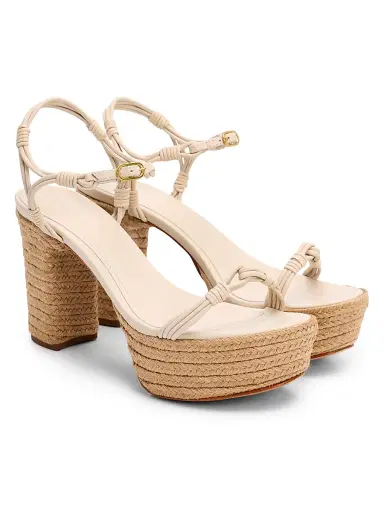 Schutz Women's Nara 100MM Leather Espadrille Platform Sandals - Sugar White Tonal | Thumbnail 2 Schutz Women's Nara 100MM Leather Espadrille Platform Sandals - Sugar White Tonal | Thumbnail 2