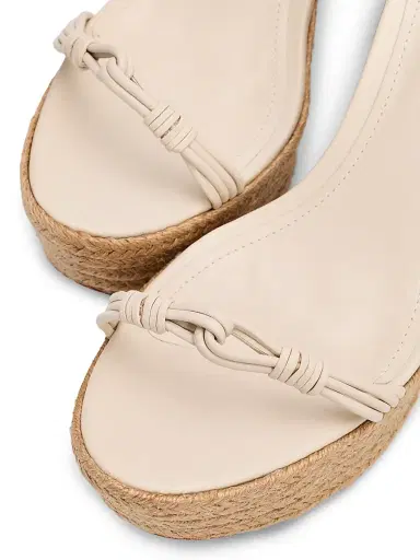 Schutz Women's Nara 100MM Leather Espadrille Platform Sandals - Sugar White Tonal | Thumbnail 6 Schutz Women's Nara 100MM Leather Espadrille Platform Sandals - Sugar White Tonal | Thumbnail 6