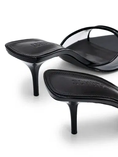 Schutz Women's Elodie Vinyl 75MM Patent Leather Sandals - Transparent Black | Thumbnail 5 Schutz Women's Elodie Vinyl 75MM Patent Leather Sandals - Transparent Black | Thumbnail 5