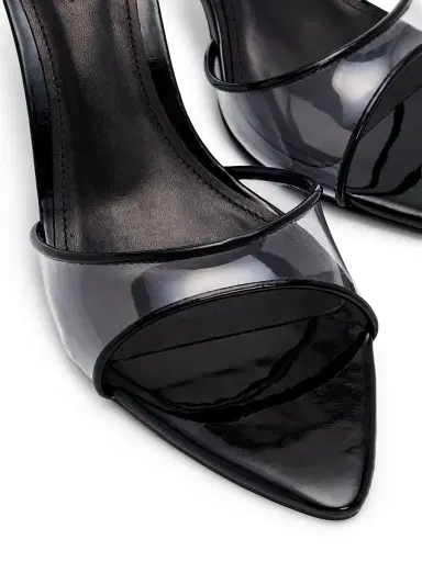 Schutz Women's Elodie Vinyl 75MM Patent Leather Sandals - Transparent Black | Thumbnail 6 Schutz Women's Elodie Vinyl 75MM Patent Leather Sandals - Transparent Black | Thumbnail 6