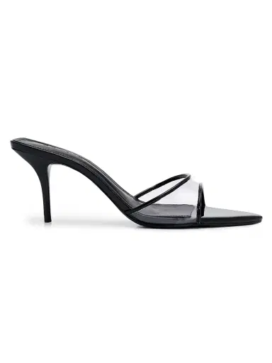 Schutz Women's Elodie Vinyl 75MM Patent Leather Sandals - Transparent Black | Thumbnail 1 Schutz Women's Elodie Vinyl 75MM Patent Leather Sandals - Transparent Black | Thumbnail 1