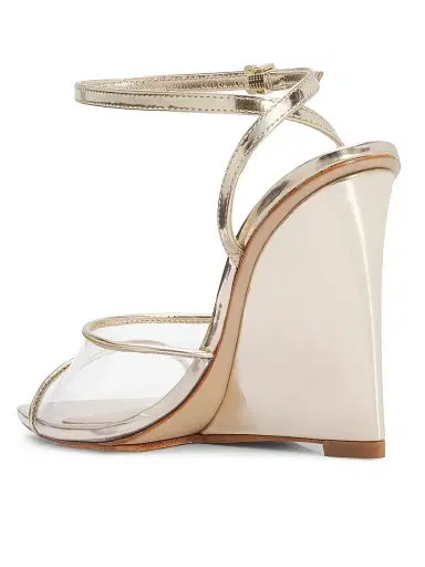 Schutz Women's Elodie 100MM Vinyl Wedge Sandals - Transparent Platina | Thumbnail 3 Schutz Women's Elodie 100MM Vinyl Wedge Sandals - Transparent Platina | Thumbnail 3