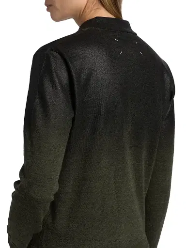 Maison Margiela Women's Wool-Blend Collared Cardigan - Green Black | Thumbnail 6 Maison Margiela Women's Wool-Blend Collared Cardigan - Green Black | Thumbnail 6