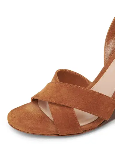 Gianvito Rossi Women's 85MM Suede Wedge Sandals - Luggage | Thumbnail 5 Gianvito Rossi Women's 85MM Suede Wedge Sandals - Luggage | Thumbnail 5