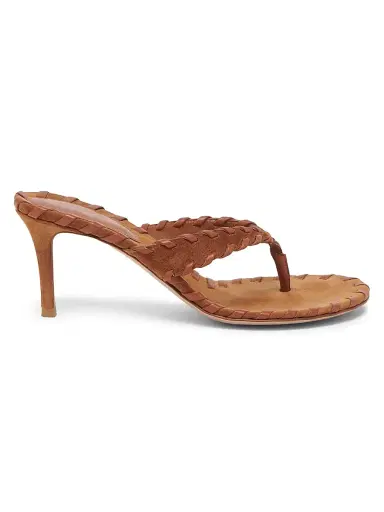 Gianvito Rossi Women's 70MM Braided Suede Stiletto Sandals - Sedona Luggage | Thumbnail 1 Gianvito Rossi Women's 70MM Braided Suede Stiletto Sandals - Sedona Luggage | Thumbnail 1