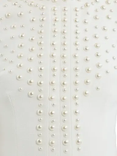 Rebecca Vallance Women's Pearly Embellished Crepe Minidress - Ivory - Size 14 | Thumbnail 6 Rebecca Vallance Women's Pearly Embellished Crepe Minidress - Ivory - Size 14 | Thumbnail 6