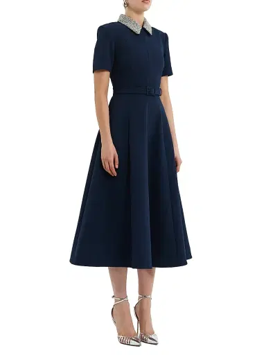 Rebecca Vallance Women's Xena Embellished Stretch-Crepe Belted Midi-Dress | Thumbnail 2 Rebecca Vallance Women's Xena Embellished Stretch-Crepe Belted Midi-Dress | Thumbnail 2