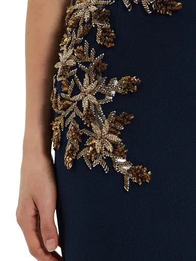 Rebecca Vallance Women's Orla Embellished Stretch-Crepe Strapless Gown - Navy | Thumbnail 7 Rebecca Vallance Women's Orla Embellished Stretch-Crepe Strapless Gown - Navy | Thumbnail 7