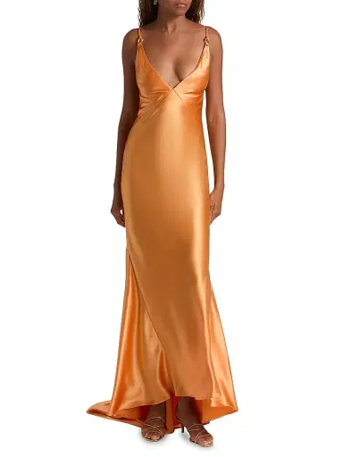 Acler Women's Utterby Satin Maxi Dress - Fanta | Thumbnail 3 Acler Women's Utterby Satin Maxi Dress - Fanta | Thumbnail 3