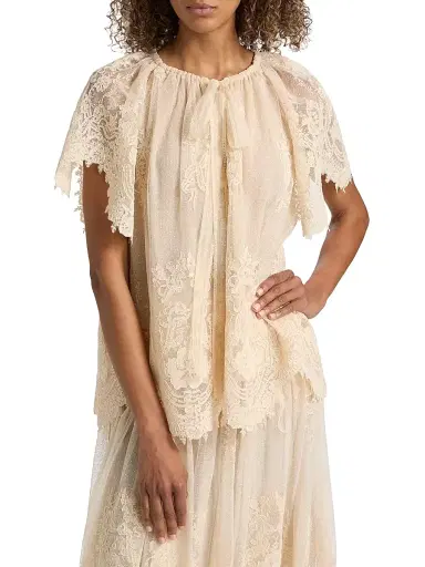 Zimmermann Women's Luna Floral Lace Semi-Sheer Blouse | Thumbnail 3 Zimmermann Women's Luna Floral Lace Semi-Sheer Blouse | Thumbnail 3