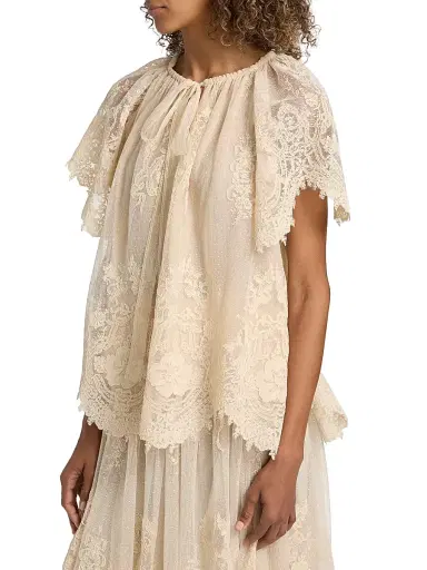 Zimmermann Women's Luna Floral Lace Semi-Sheer Blouse | Thumbnail 4 Zimmermann Women's Luna Floral Lace Semi-Sheer Blouse | Thumbnail 4