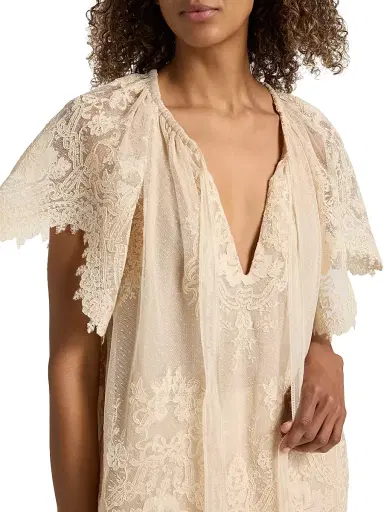 Zimmermann Women's Luna Floral Lace Semi-Sheer Blouse | Thumbnail 6 Zimmermann Women's Luna Floral Lace Semi-Sheer Blouse | Thumbnail 6