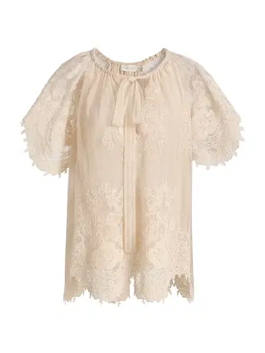 Zimmermann Women's Luna Floral Lace Semi-Sheer Blouse | Thumbnail 1 Zimmermann Women's Luna Floral Lace Semi-Sheer Blouse | Thumbnail 1