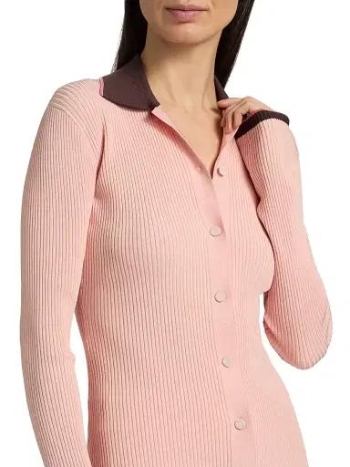 Zimmermann Women's Contrast Rib-Knit Cardigan - Soft Pink Multi - Size 8 | Thumbnail 6 Zimmermann Women's Contrast Rib-Knit Cardigan - Soft Pink Multi - Size 8 | Thumbnail 6