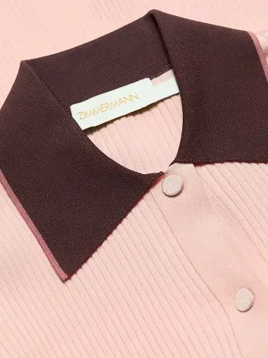 Zimmermann Women's Contrast Rib-Knit Cardigan - Soft Pink Multi - Size 8 | Thumbnail 7 Zimmermann Women's Contrast Rib-Knit Cardigan - Soft Pink Multi - Size 8 | Thumbnail 7