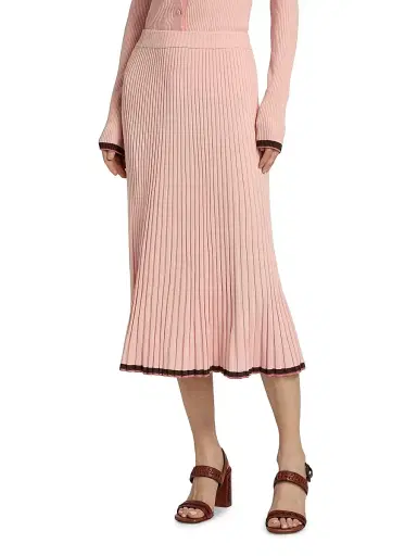 Zimmermann Women's Rib-Knit Midi-Skirt - Soft Pink Multi - Size 8 | Thumbnail 3 Zimmermann Women's Rib-Knit Midi-Skirt - Soft Pink Multi - Size 8 | Thumbnail 3