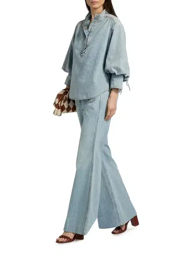 Zimmermann Women's Denim Oversized Blouse - Sea Foam - Size 8 | Thumbnail 2 Zimmermann Women's Denim Oversized Blouse - Sea Foam - Size 8 | Thumbnail 2