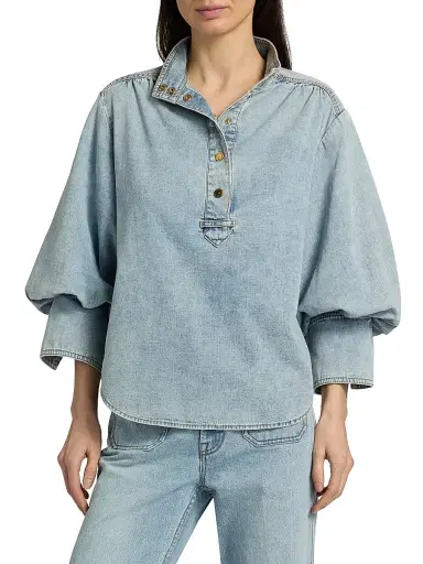 Zimmermann Women's Denim Oversized Blouse - Sea Foam - Size 8 | Thumbnail 3 Zimmermann Women's Denim Oversized Blouse - Sea Foam - Size 8 | Thumbnail 3