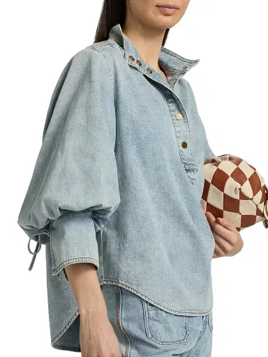 Zimmermann Women's Denim Oversized Blouse - Sea Foam - Size 8 | Thumbnail 6 Zimmermann Women's Denim Oversized Blouse - Sea Foam - Size 8 | Thumbnail 6