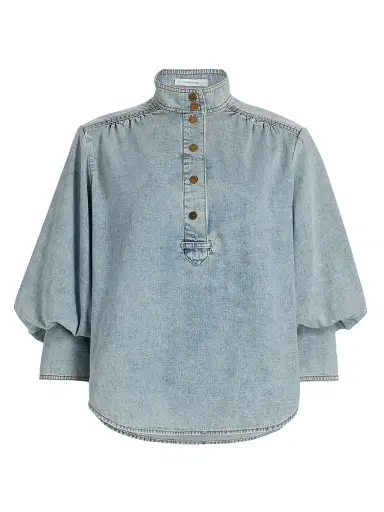 Zimmermann Women's Denim Oversized Blouse - Sea Foam - Size 8 | Thumbnail 1 Zimmermann Women's Denim Oversized Blouse - Sea Foam - Size 8 | Thumbnail 1