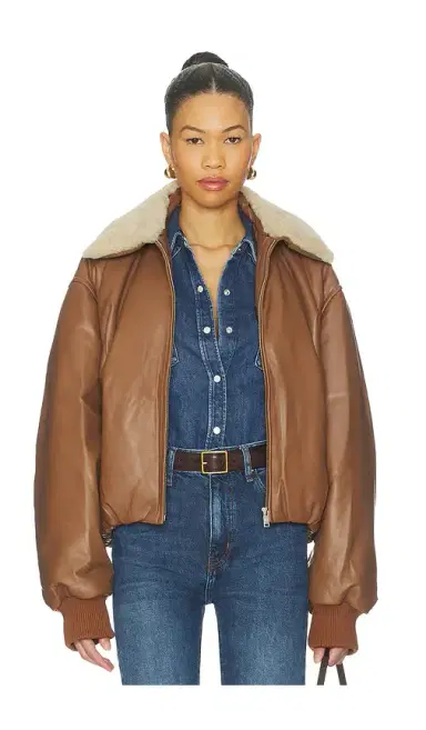 AEXAE Leather Bomber Jacket | Thumbnail 2 AEXAE Leather Bomber Jacket | Thumbnail 2