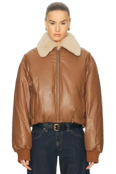 AEXAE Leather Bomber Jacket | Thumbnail 3 AEXAE Leather Bomber Jacket | Thumbnail 3