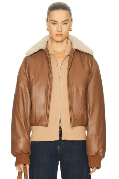 AEXAE Leather Bomber Jacket | Thumbnail 4 AEXAE Leather Bomber Jacket | Thumbnail 4