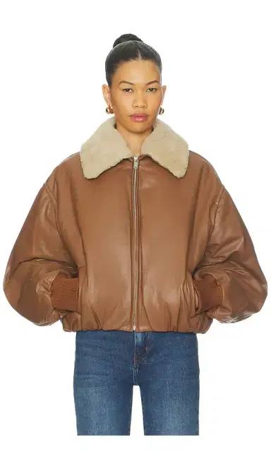 AEXAE Leather Bomber Jacket | Thumbnail 1 AEXAE Leather Bomber Jacket | Thumbnail 1