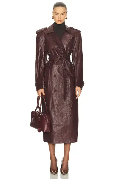 AEXAE x REVOLVE Leather Suede Trench Coat | Thumbnail 3 AEXAE x REVOLVE Leather Suede Trench Coat | Thumbnail 3