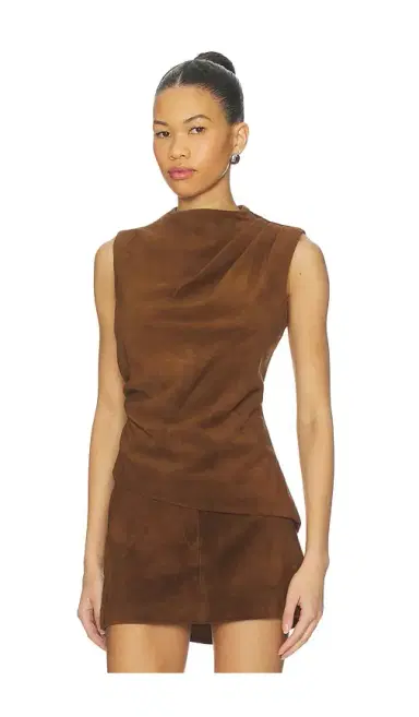 Aexae x REVOLVE Leather Suede Ruched Top | Thumbnail 2 Aexae x REVOLVE Leather Suede Ruched Top | Thumbnail 2