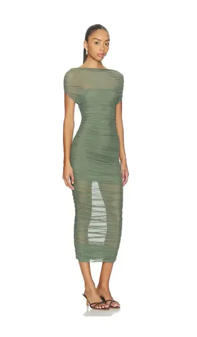 SEROYA Noel Off Shoulder Mesh Midi Dress | Thumbnail 2 SEROYA Noel Off Shoulder Mesh Midi Dress | Thumbnail 2