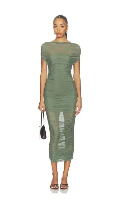 SEROYA Noel Off Shoulder Mesh Midi Dress | Thumbnail 1 SEROYA Noel Off Shoulder Mesh Midi Dress | Thumbnail 1