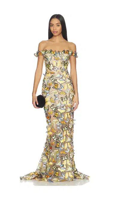 Bronx and Banco Bella Butterfly Jasmine Off The Shoulder Gown | Thumbnail 1 Bronx and Banco Bella Butterfly Jasmine Off The Shoulder Gown | Thumbnail 1