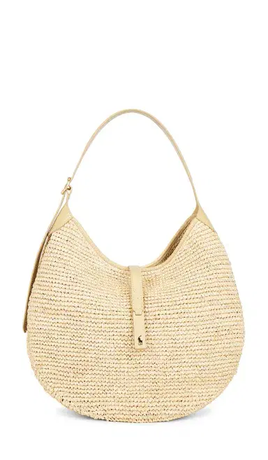 Polo Ralph Lauren Raffia Leather Medium Shoulder Bag | Thumbnail 1 Polo Ralph Lauren Raffia Leather Medium Shoulder Bag | Thumbnail 1