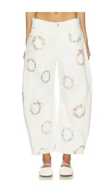 Free People x We The Free Good Luck Printed Barrel In Watercolor Wreath | Thumbnail 1 Free People x We The Free Good Luck Printed Barrel In Watercolor Wreath | Thumbnail 1