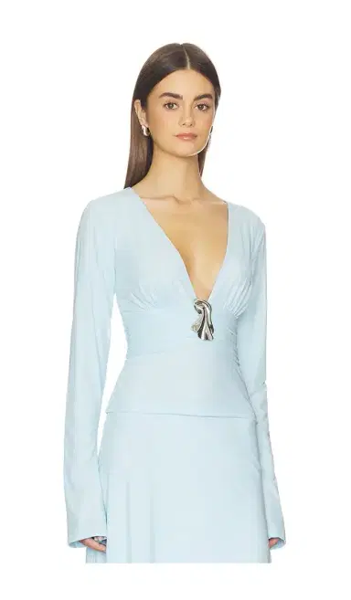 Kate Barton Plunging V Flared Sleeve Top | Thumbnail 2 Kate Barton Plunging V Flared Sleeve Top | Thumbnail 2