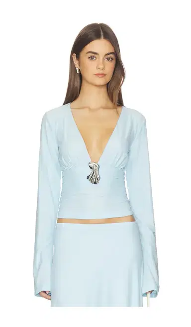 Kate Barton Plunging V Flared Sleeve Top | Thumbnail 1 Kate Barton Plunging V Flared Sleeve Top | Thumbnail 1