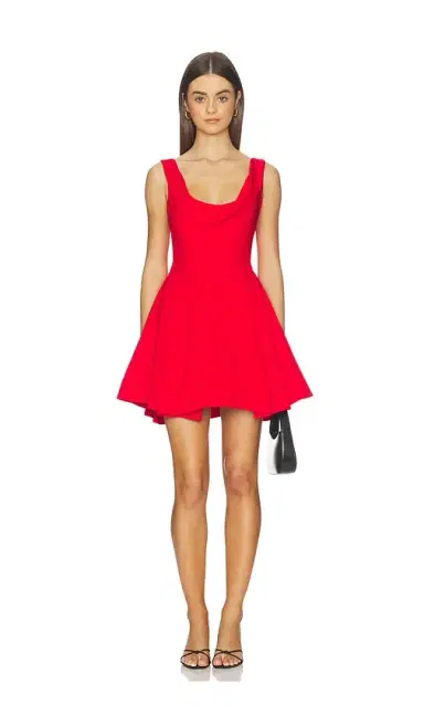 Alice + Olivia Alice + Olivia Estrella Draped Flare Mini Dress | Thumbnail 1 Alice + Olivia Alice + Olivia Estrella Draped Flare Mini Dress | Thumbnail 1
