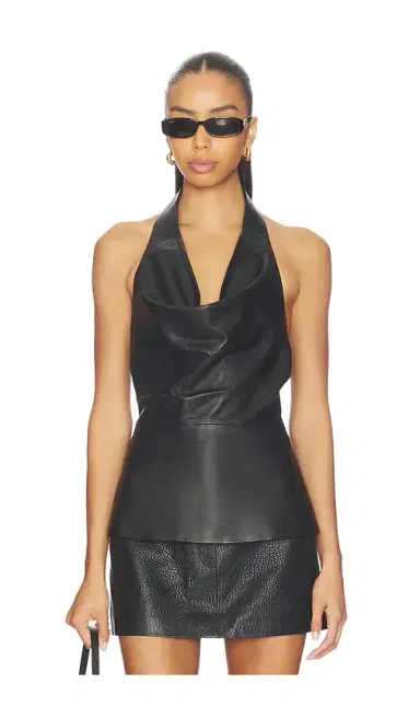 AEXAE Leather Cowl Neck Top | Thumbnail 1 AEXAE Leather Cowl Neck Top | Thumbnail 1