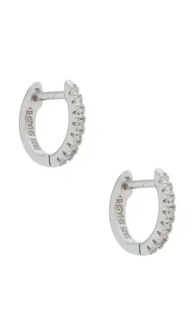 SHASHI Micro Pave Huggie Earrings | Thumbnail 1 SHASHI Micro Pave Huggie Earrings | Thumbnail 1