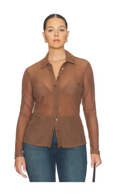 Good American Mesh Button Up Top | Thumbnail 2 Good American Mesh Button Up Top | Thumbnail 2