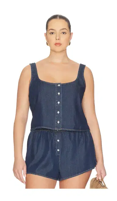 Good American Denim Button Front Tank Top | Thumbnail 2 Good American Denim Button Front Tank Top | Thumbnail 2