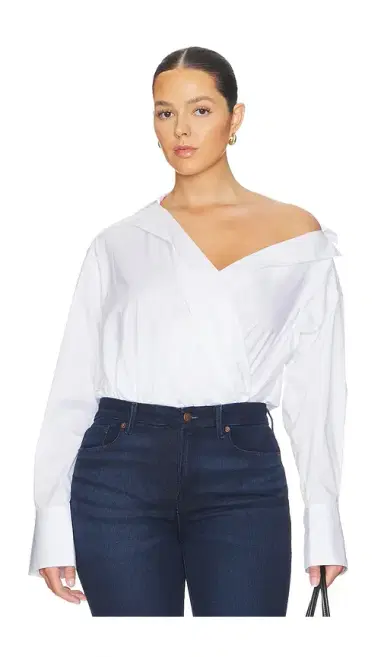 Good American Off-shoulder Poplin Bodysuit | Thumbnail 2 Good American Off-shoulder Poplin Bodysuit | Thumbnail 2